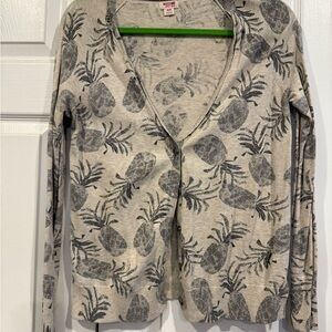 Mossimo Supply Co. Cream and Gray Pineapple Pattern Cardigan